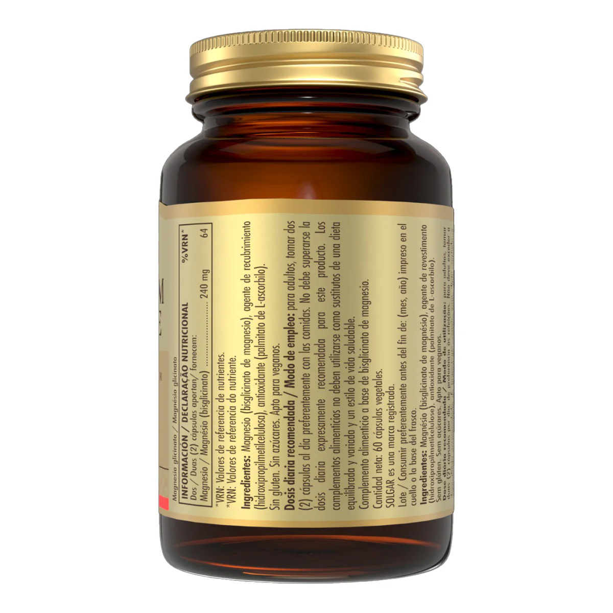 Magnesio Bisglicinato Solgar 60 Cápsulas - Image 2