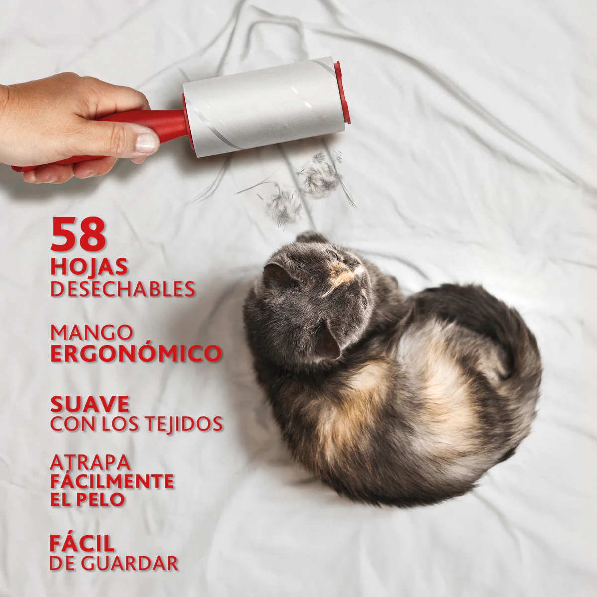 Sistema Rodillo Quitapelusas Pet Pro, Vileda Rojo/Blanco - Image 3