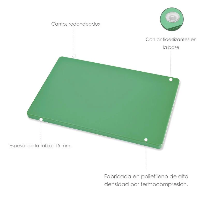 Tabla Cortar Polietileno 30x20x1,5 Cm.  Color Verde - Image 3